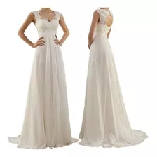 Vestido Largo De Encaje Blanco De Novia De Talla Grande Para