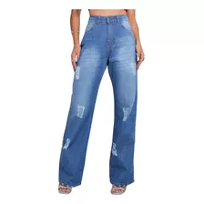 Calça Jeans Wide Lag Feminina Empina Bum Bum Linha Gold 2021