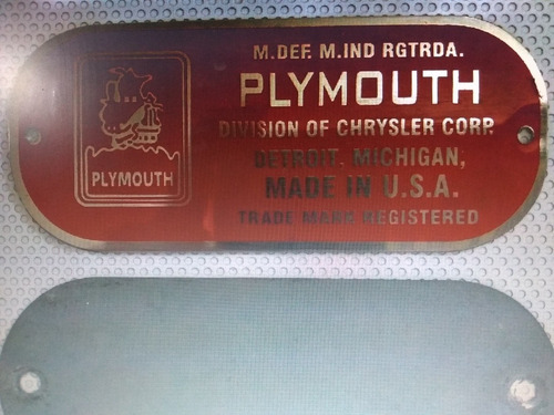 Placa De Datos Plymouth 1938 - 1950 Foto 2