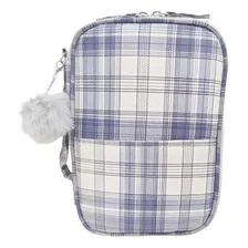 Estojo Box Daterra Case Xadrez Com Bolso Qd Lt Azul