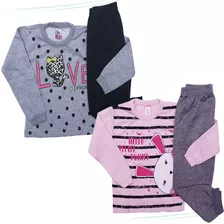 Kit 2 Conjunto Menina Infantil Moletom Inverno Atacado