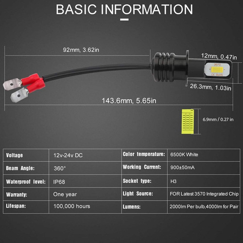 Kit De Foco Led 9003 H3 De Luz Alta/baja Para Suzuki Foto 9