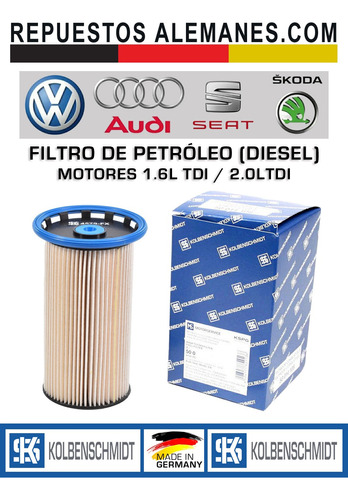 Filtro Petrleo Audi Seat Skoda Volkswagen 1.6 Tdi 2.0 Tdi Foto 3