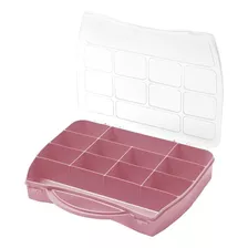 Maleta Caixa Organizadora Plastica Divisórias Box Multiuso Cor Maleta Divisória Organizadora Rosa