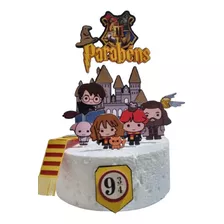 Topo De Bolo Harry Potter Cute Parabéns 10 Peças.