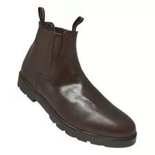 Botin Casual Piel Elastico Suela Pu Ligera Cafe Para Hombre