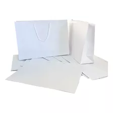 10 Sacolas Papel Presente Offset 35x25x10 Loja Craft Branco Cor Branca