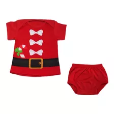 Vestido Bebê Com Tapa Fralda Natal Roupinha Papai Noel