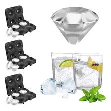 Kit 3 Formas De Silicone Molde Gelo Formato Diamante Bebidas