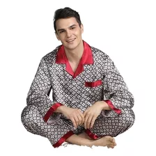 Roupa De Casa Masculina De Manga Comprida De Seda