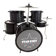 Bateria Infantil Luen Star Kids 44000 Profissional C Chimbal Cor Preta