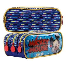 Estojo Triplo Infantil Escolar Mickey Mouse Original Disney