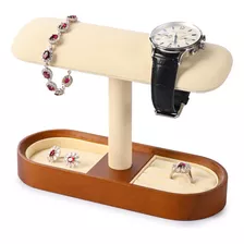 Soporte De Reloj De Madera Para Joyas Y Accesorios Blancos