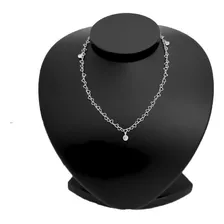 Choker Prata 925 Coração Com Pingentes Ponto De Luz 35+5 Cm