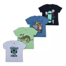 Kit 4 Camisetas De Menino Calor Camisa Infantil Masculina.