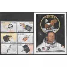 Espacio - Armstrong - Angola - Serie + Hojita Block Mint
