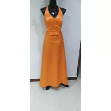 Bonito Vestido Naranja Talla 12 Halter Alfred Angelo 