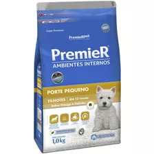 Alimento Premier Super Premium Ambientes Internos Para Cão Filhote De Raça Pequena Sabor Frango E Salmão Em Sacola De 1kg