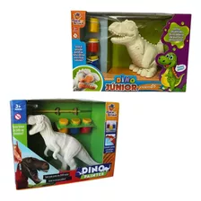 Kit 2 Dinossauro Interativo Pintar Brinquedo Barato Menino 
