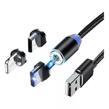 Cable Usb De Metal Magnetico 3 Conectores Carga Rapida 