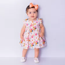 Roupa Bebê Menina Vestido Para Bebe C/ Tiara Luxo Festa