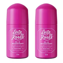 02 Desodorante Rollon Leite De Rosas Tradicional 50ml