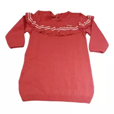 Vestido Manga Longa Tricô Bebê Infantil Tam G