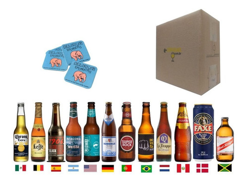 Kit Cervejas Importadas P/ Presente Vários 12 Países