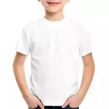Camiseta Infantil Branca Poliester Básica Lisa Sublimação