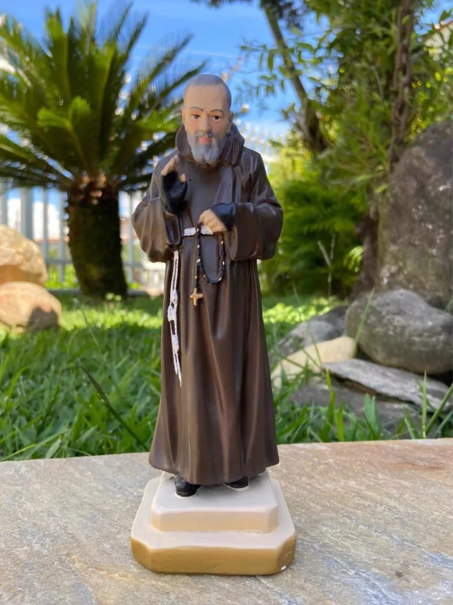 Imagem Padre Pio Gesso Em Acabamento Fino - 20cm