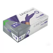 Luvas Descartáveis Unigloves Clássico Cor Violeta Tamanho M De Látex Com Pó X 100 Unidades 