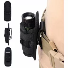 Porta Linterna Tactica Giratoria Funda Lampara Campismo Clip Color Negro