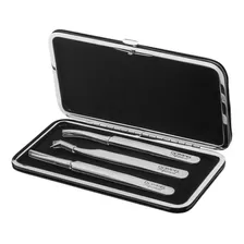 Kit 3 Pinças Para Extensão Cilios Com Case Dompel