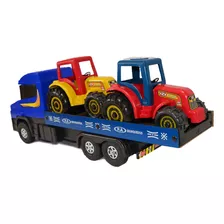 Caminhão De Brinquedo Carroceria Com 2 Trator Grande 70cm