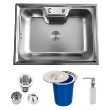 Cuba Inox Gourmet Sobrepor + Dosador + Lixeira Emb 5 Litros