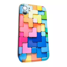 Carcasa Para iPhone 12 De Silicona Con Diseño Tetris