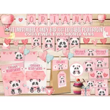 Kit Candybar Osa Osita Panda Baby Shower Nena Super Completo