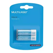 Cartela 2 Pilhas Para Recarga Aa 2500mah Cb053 Multilaser