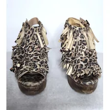 Zapatos Con Plataforma De Gamuza Leopardo Paruolo