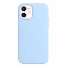 Capa Capinha Silicone Veludo Compatível Com iPhone 12 Mini Cor Azul Bebe