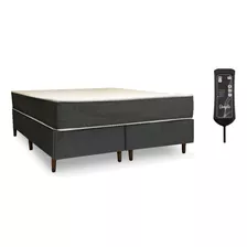 Colchão Massageador 100% Espuma King 1,93x2,03 + Cama Box Cor Cinza