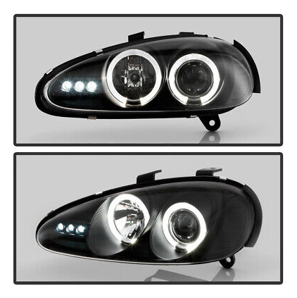 Black 92-96 Mazda Mx3 Mx-3 Dual Halo Projector Led Headl Yyk Foto 7