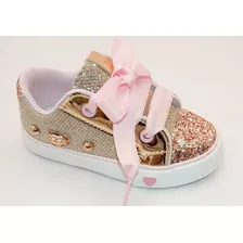 Zapatillas Bebe Nena Brillos Dorado Glitters