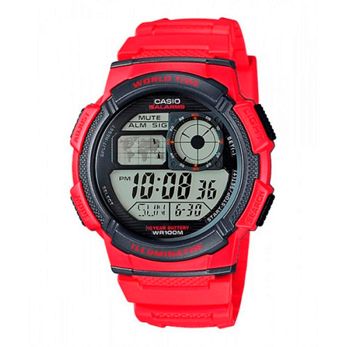 Reloj Casio Ae-1000w-4a  Hombre Rojo