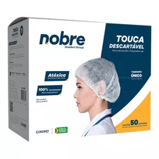 Touca Descartável Sanfonada Branca Tnt Nobre - Cx 50 Un