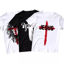 Kit 3 Camiseta Evangélica Masculina Igreja Camisa Jesus Cruz