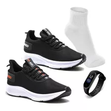 Combo 2 Tenis Masculino Academia Confortavel +relogio E Meia