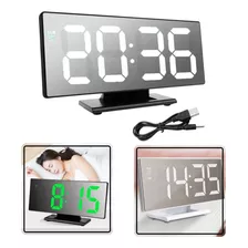 Relógio Led Digital Espelhado | Com Despertador De Mesa |