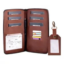 Porta Pasaporte Familiar + Tag De Maleta De Piel Para Maleta