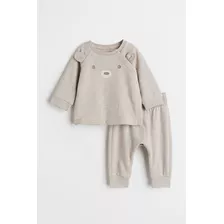 H&m | Bebé | Conjunto 2 Piezas De Algodón 2-4m | Beige